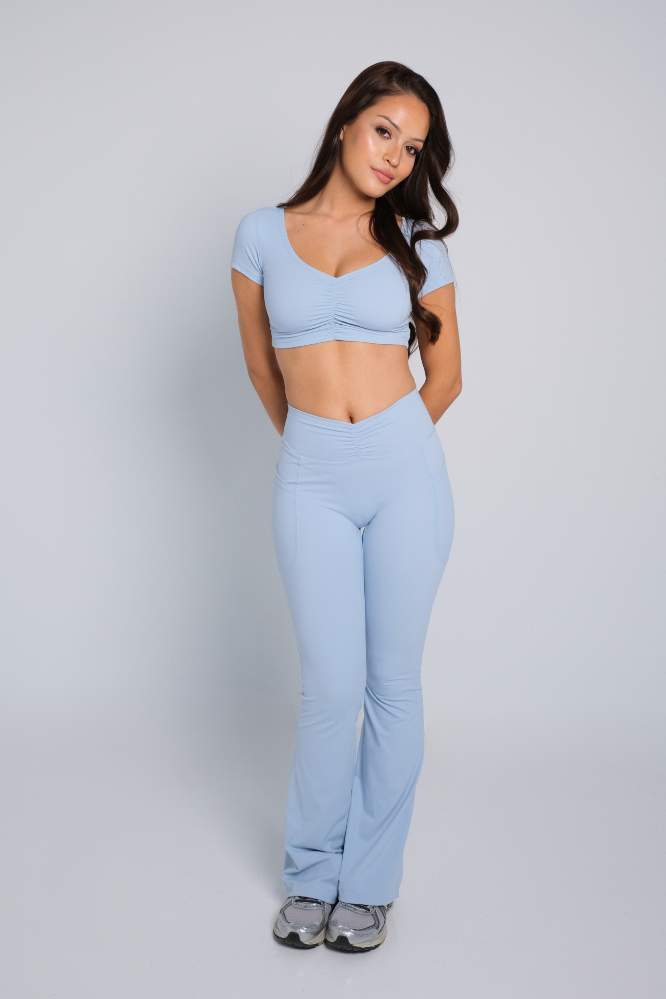 Ruched Flare Pocket (Tall) Leggings - Baby Blue – TwoTags