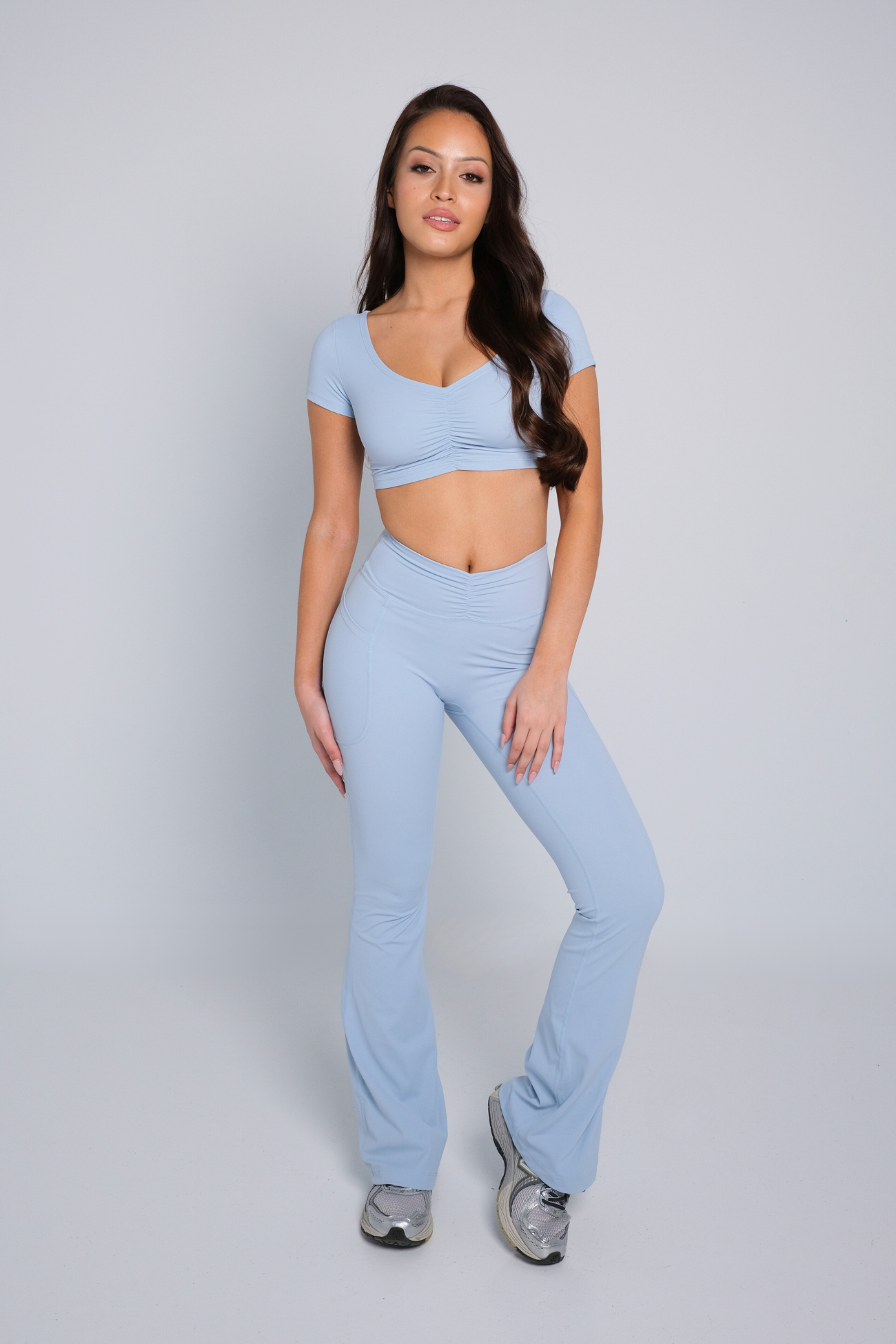 Ruched Flare Pocket (Tall) Leggings - Baby Blue – TwoTags