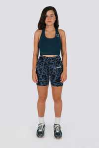 blue cheetah biker shorts