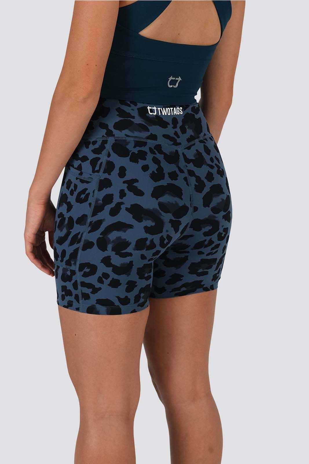 blue cheetah biker shorts